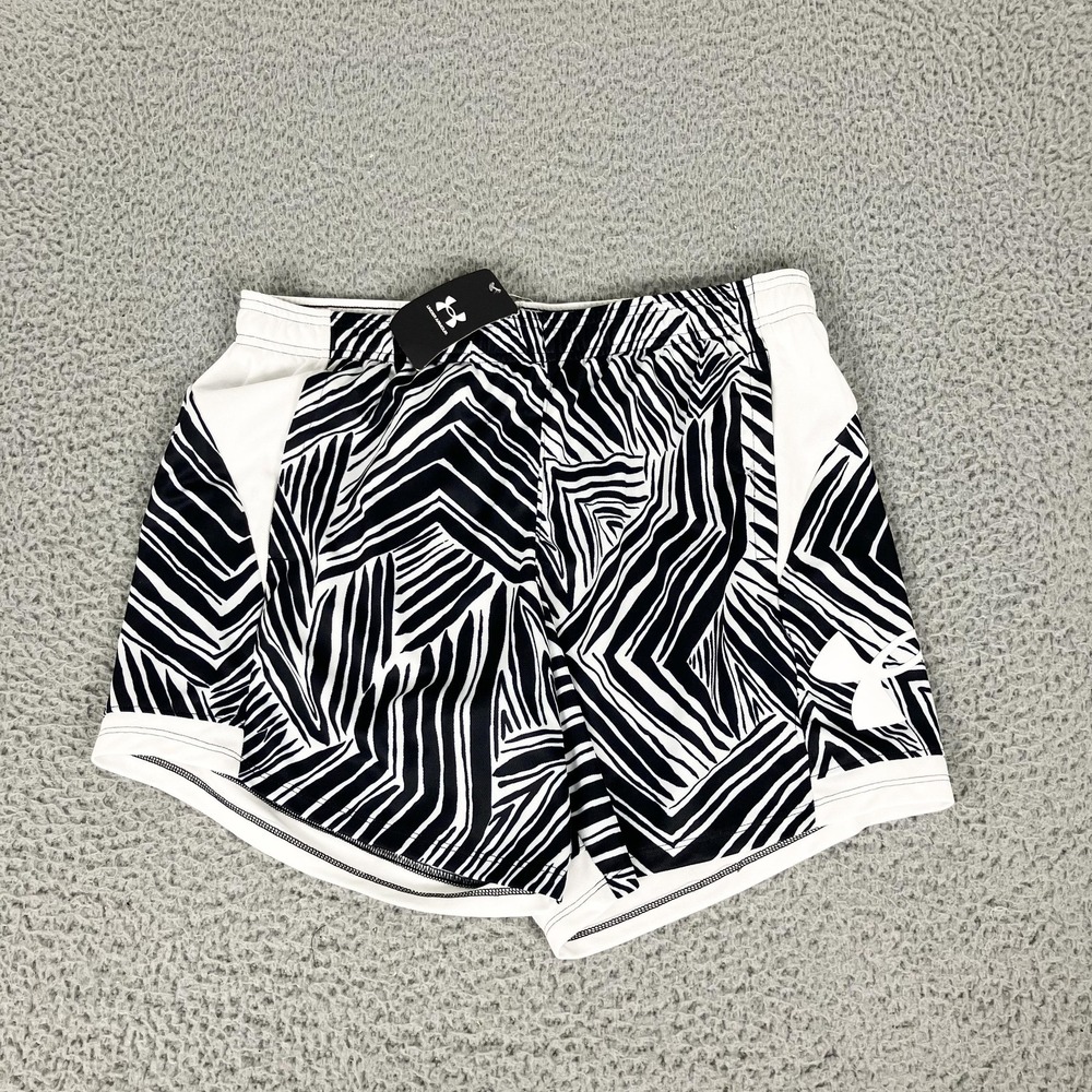Under Armour Baseline 6" Shorts Womens Large Black White Animal Print Basketball
